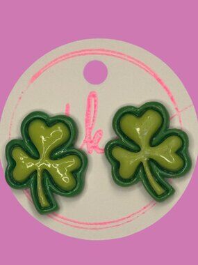 St Patricks Day Clovers Resin Earrings